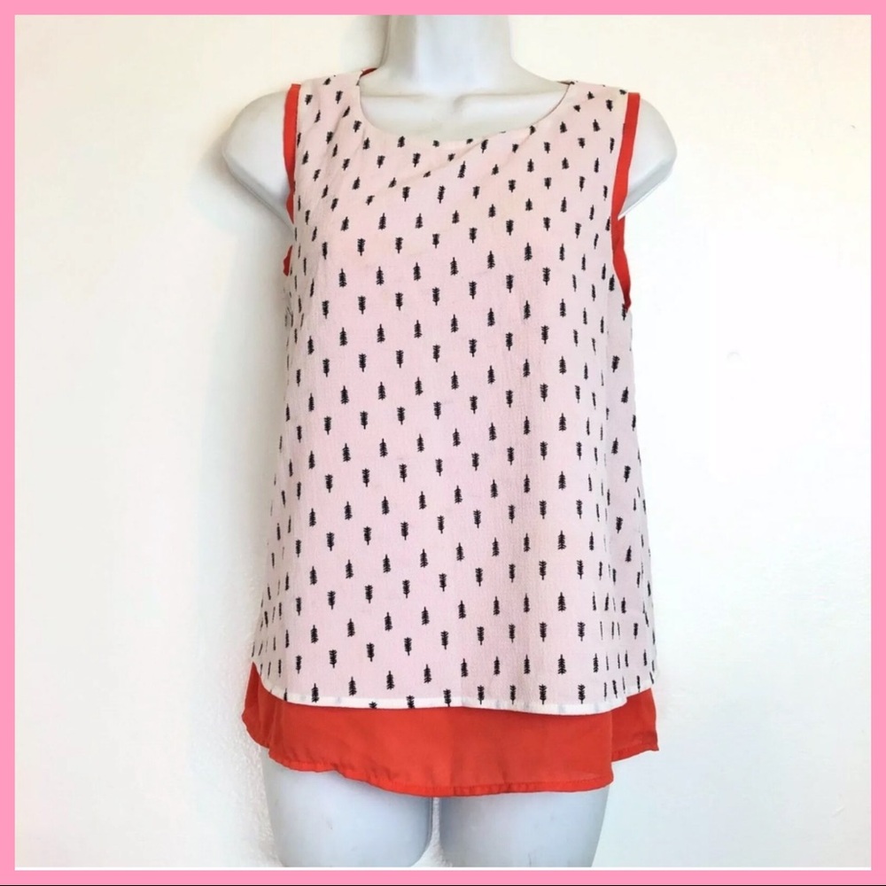 THML | Orange & White Layered Sleeveless Blouse